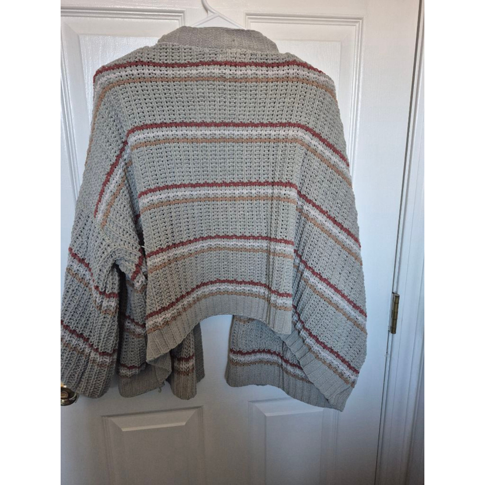 Women's POL Beige Striped Cardigan Sweater - Picture 8 of 8